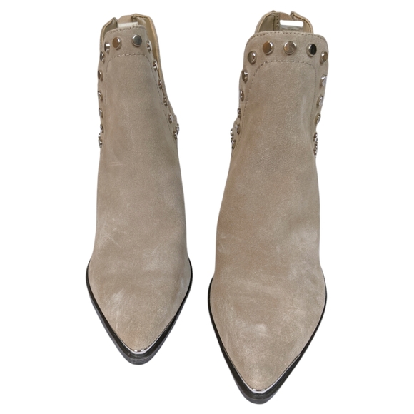 Marc Fisher Dayne Taupe Tan Suede Booties - Picture 2 of 9